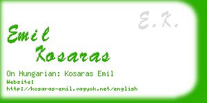 emil kosaras business card